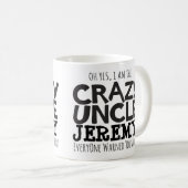 Crazy oom waarschuwt de douanenaam mono mok (Voorkant rechts)