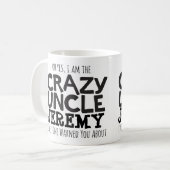 Crazy oom waarschuwt de douanenaam mono mok (Voorkant links)