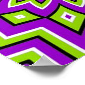Crazy Optical Illusion - Bloemig Groen en Paarse Poster (Hoek)