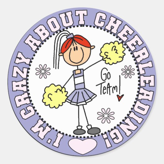 Crazy Over Cheerlead T-shirts en cadeautjes Ronde Sticker (Voorkant)