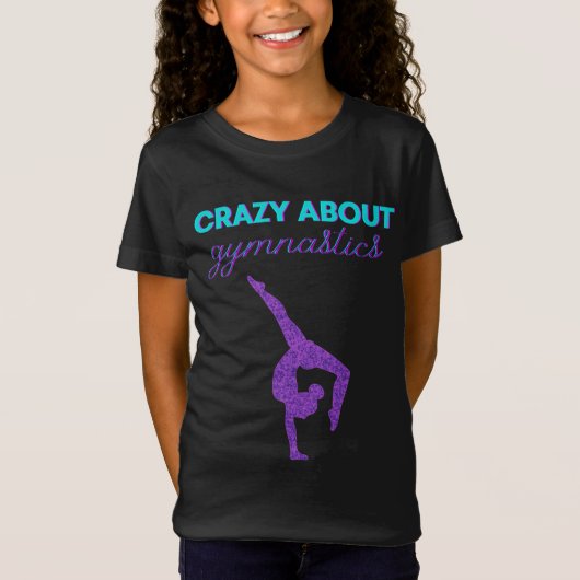 Crazy Over Gymnastiek Paars en Aqua T-Shirt (Voorkant)