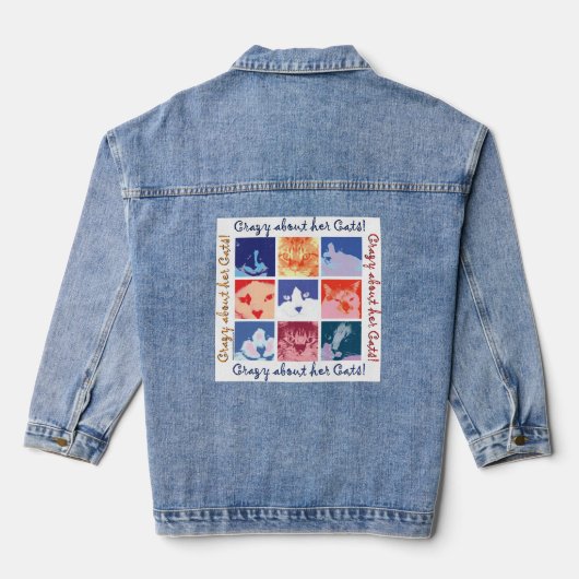 Crazy over haar katten denim jacket (Achterkant)