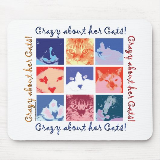 Crazy over haar katten muismat (Voorkant)