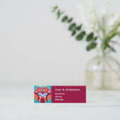 Crazy Owl Colorful Chevron Paars Pink Blue Mini Visitekaartje (Staand voorkant)