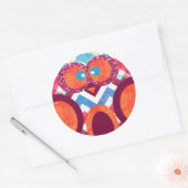 Crazy Owl Colorful Chevron Paars Pink Blue Ronde Sticker (Envelop)
