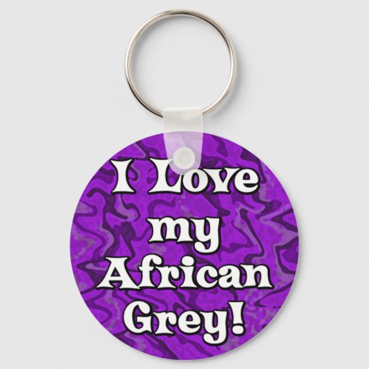Crazy Paars I Love my African Grey Sleutelhanger (Voorkant)