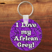 Crazy Paars I Love my African Grey Sleutelhanger (Voorkant)