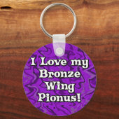 Crazy Paarse Bronze Wing Pionus Sleutelhanger (Voorkant)