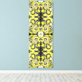 Crazy Paisley Kaleidoscoop Geel & Zwart Canvas Afdruk (Insitu (Houten vloer))