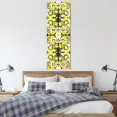 Crazy Paisley Kaleidoscoop Geel & Zwart Canvas Afdruk (Insitu (Slaapkamer))