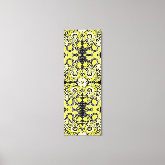 Crazy Paisley Kaleidoscoop Geel & Zwart Canvas Afdruk (Voorkant)
