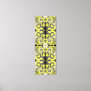 Crazy Paisley Kaleidoscope Yellow & Black Canvas Afdruk