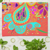 Crazy Paisley Oranje Kitchen Towel Theedoek (Gevouwen)