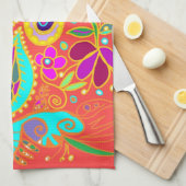 Crazy Paisley Oranje Kitchen Towel Theedoek (Quarter Fold)