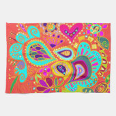 Crazy Paisley Oranje Kitchen Towel Theedoek (Horizontaal)