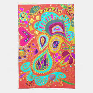 Crazy Paisley Oranje Kitchen Towel Theedoek