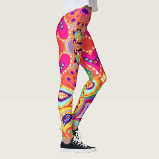 Crazy Paisley Oranje Leggings (Rechts)