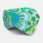 Crazy Paisley Stropdas in Blues & Greens (Opgerold)