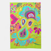 Crazy Paisley Towel in LIME green, roze, aqua Theedoek (Verticaal)