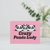 Crazy Panda Lady Briefkaart (Staand voorkant)