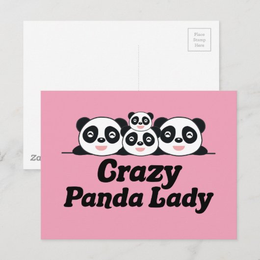Crazy Panda Lady Briefkaart (Voorkant / Achterkant)