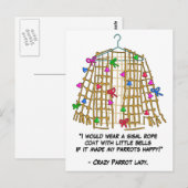 Crazy parrot dame briefkaart (Voorkant / Achterkant)