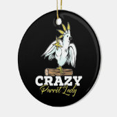 Crazy Parrot Lady Keramisch Ornament (Links)