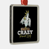 Crazy Parrot Lady Metalen Ornament (Rechts)