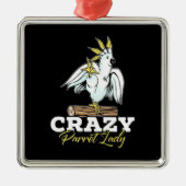 Crazy Parrot Lady Metalen Ornament (Voorkant)