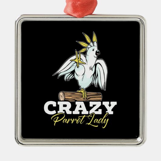 Crazy Parrot Lady Metalen Ornament (Voorkant)