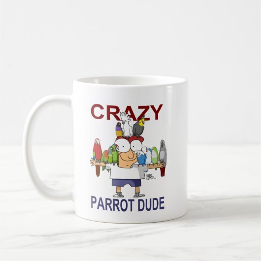 Crazy Parrot Man Koffiemok (Links)