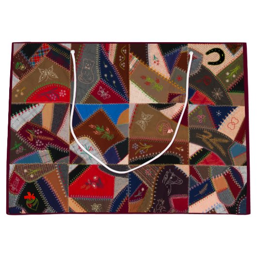  Crazy Patchwork Quilt Colorful Gift Bag Groot Cadeauzakje (Voorkant)
