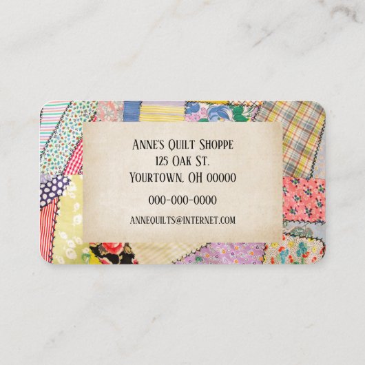 Crazy Patchwork Quilt Design Visitekaartje (Achterkant)