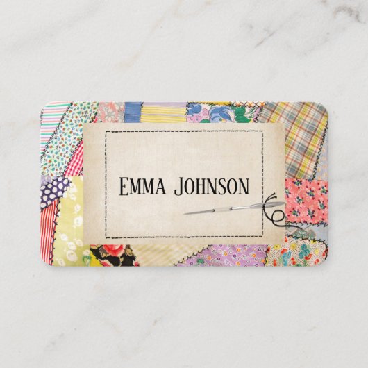 Crazy Patchwork Quilt Design Visitekaartje (Voorkant)