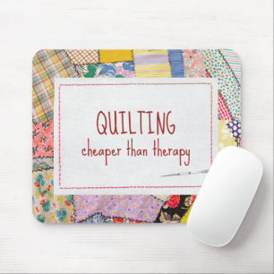 Crazy Patchwork Quilt met leuke quote Muismat