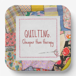 Crazy Patchwork Quilt met leuke quote Papieren Bordje