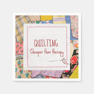 Crazy Patchwork Quilt met leuke quote Servet