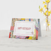 Crazy Patchwork Quilt voor Verjaardag Kaart (Gele Bloem)