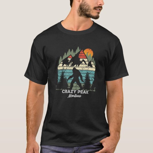  Crazy Peak Montana National Park Retro 80' T-shirt (Voorkant)