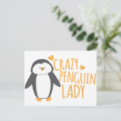 Crazy Penguin Lady Briefkaart (Staand voorkant)