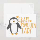 Crazy Penguin Lady Briefkaart (Voorkant / Achterkant)