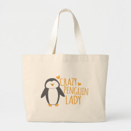 Crazy Penguin Lady Grote Tote Bag