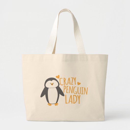 Crazy Penguin Lady Grote Tote Bag (Voorkant)