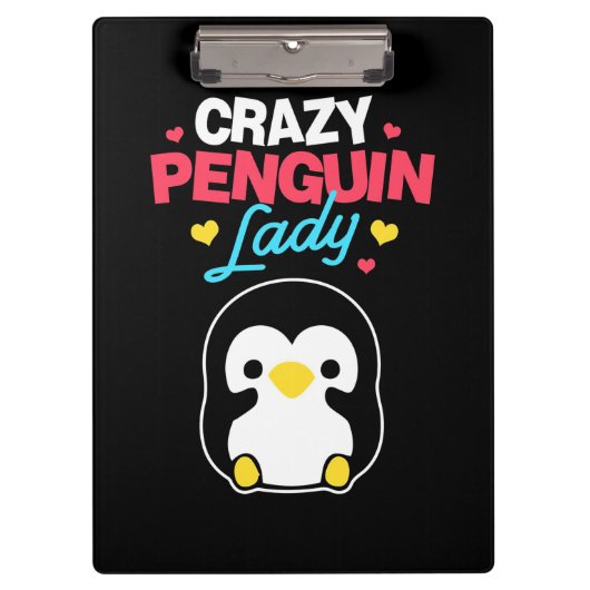 Crazy Penguin Lady Klembord (Voorkant)