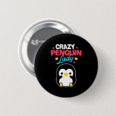 Crazy Penguin Lady Ronde Button 5,7 Cm (Voorkant /achterkant)