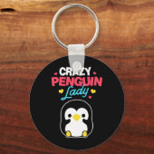 Crazy Penguin Lady Sleutelhanger (Voorkant)