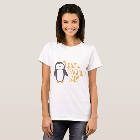 Crazy Penguin Lady T-shirt (Voorkant volledig)