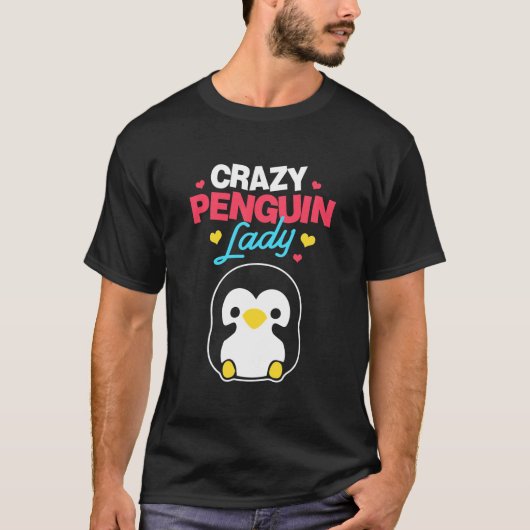 Crazy Penguin Lady T-shirt (Voorkant)