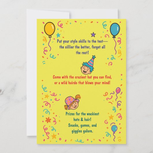 Crazy Pet & Hair Day Kinderverjaardagsfeestje Kaart (Achterkant)