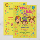 Crazy Pet & Hair Day Kinderverjaardagsfeestje Kaart (Voorkant / Achterkant)